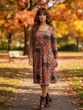 Vintage Brown/Orange Fall Dress